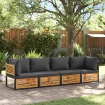 vidaXL Set canapele de grădină cu perne, 4 piese, lemn masiv de acacia vidaXL Set canapele de grădină cu perne, 4 piese, lemn masiv de acacia