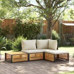 vidaXL Set canapele de grădină cu perne, 4 piese, lemn masiv de acacia vidaXL Set canapele de grădină cu perne, 4 piese, lemn masiv de acacia
