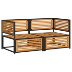 vidaXL Set canapea de grădină, 2 piese, cu perne, lemn masiv de acacia