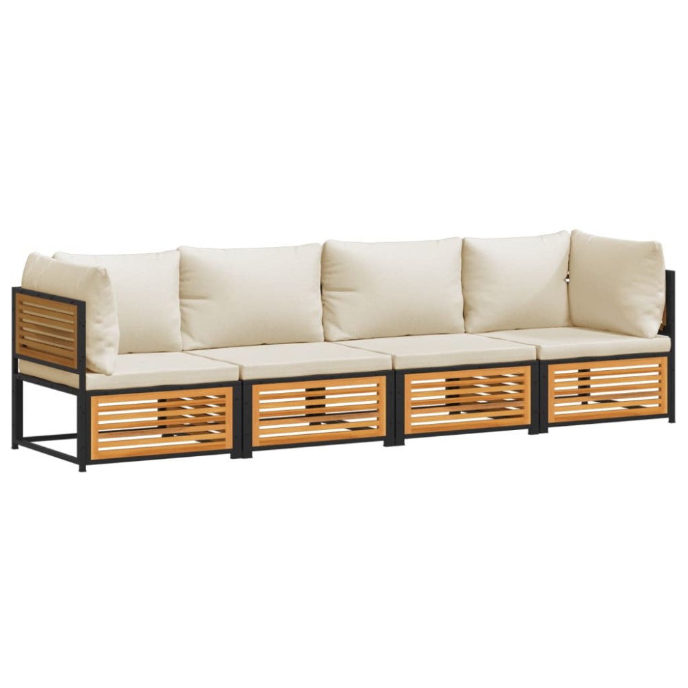 vidaXL Set canapele de grădină cu perne, 4 piese, lemn masiv de acacia