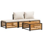 vidaXL Set canapele de grădină cu perne, 4 piese, lemn masiv de acacia vidaXL Set canapele de grădină cu perne, 4 piese, lemn masiv de acacia