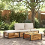 vidaXL Set canapele de grădină cu perne, 4 piese, lemn masiv de acacia vidaXL Set canapele de grădină cu perne, 4 piese, lemn masiv de acacia