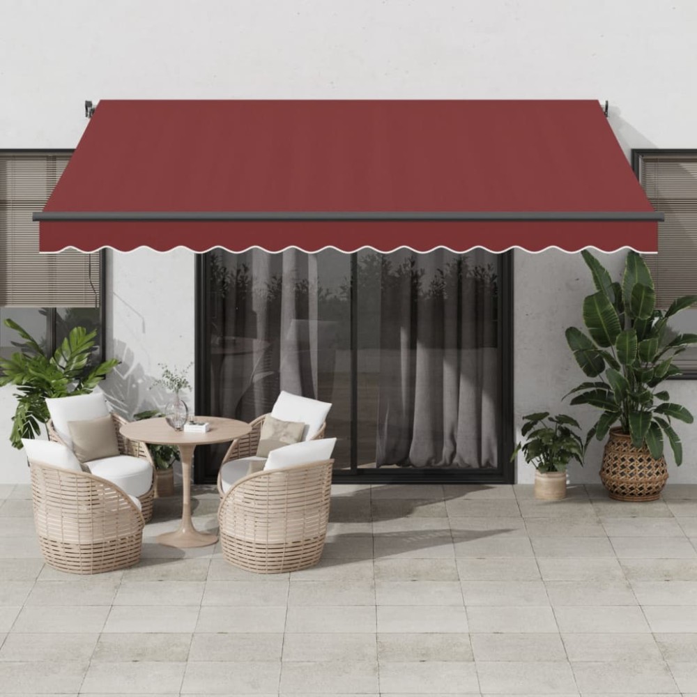 vidaXL Copertina retractabilă automat, vișiniu, 400x350 cm