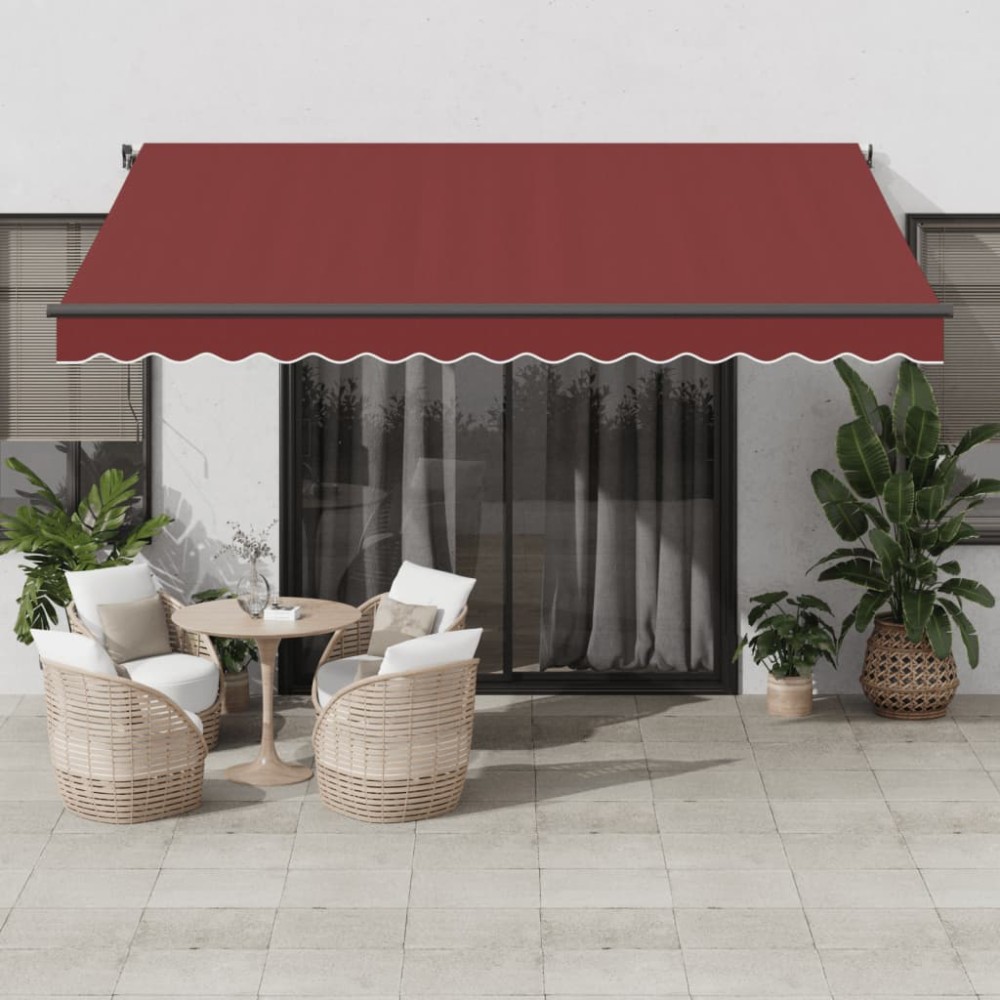 vidaXL Copertina retractabilă automat cu LED-uri, vișiniu, 400x350 cm