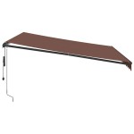 vidaXL Copertina retractabilă automat cu LED-uri, maro, 400x350 cm