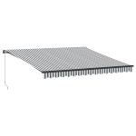 vidaXL Copertină retractabilă manual cu LED, antracit/alb, 400x350 cm