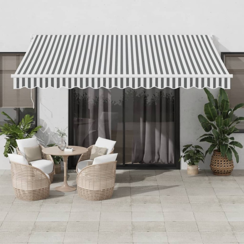 vidaXL Copertina retractabilă antracit & alb 4x3m țesătură și aluminiu