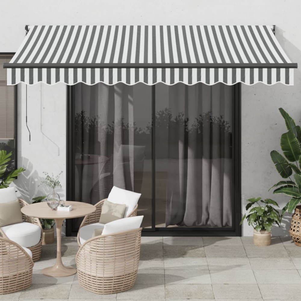 vidaXL Copertină retractabilă antracit/alb, 3,5x2,5 m, textil/aluminiu