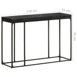 vidaXL Masă consolă, negru, 110x35x76 cm, lemn masiv acacia și mango
