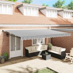 vidaXL Copertină retractabilă antracit/alb, 5x3 m, textil/aluminiu