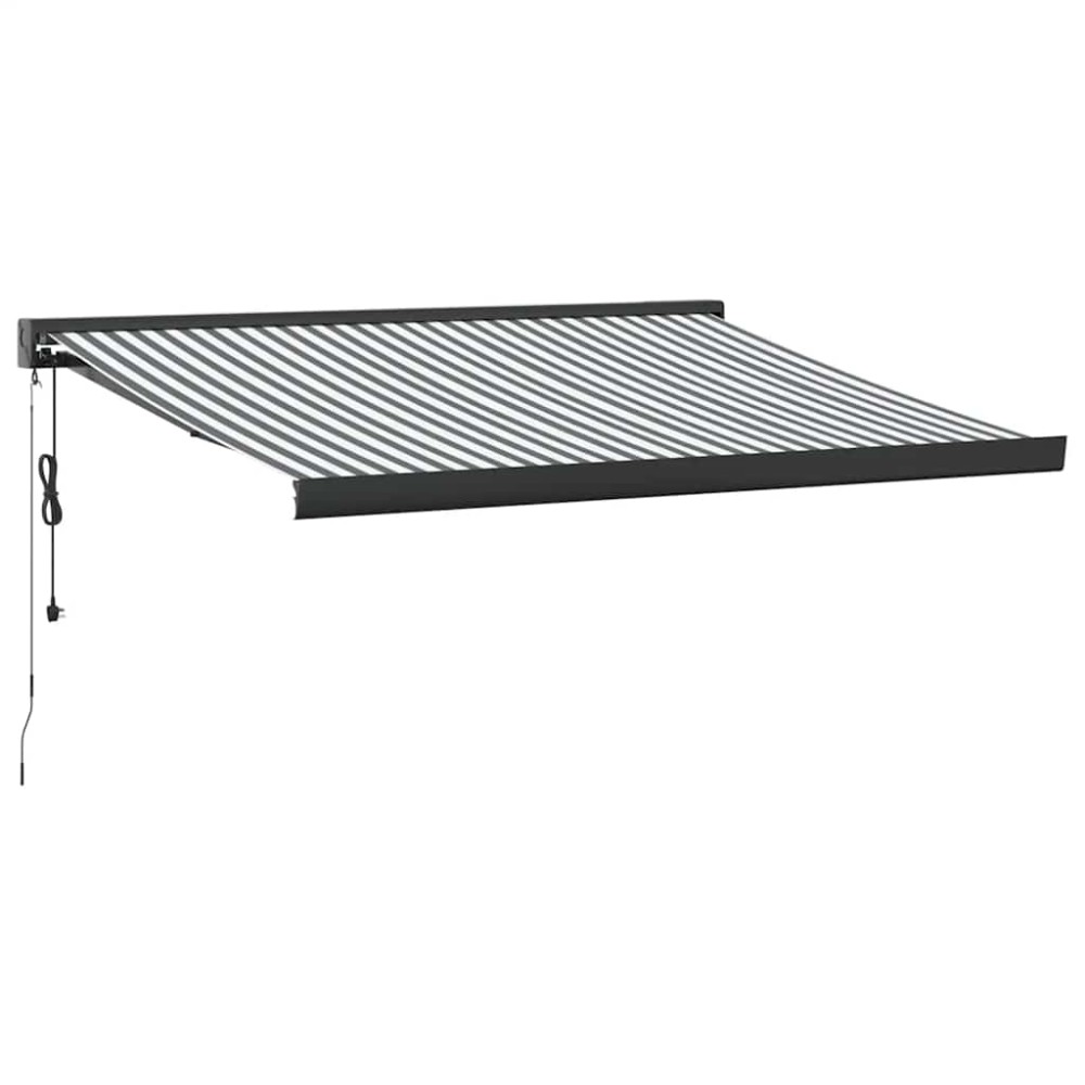 vidaXL Copertină retractabilă antracit/alb, 3,5x2,5 m, textil/aluminiu