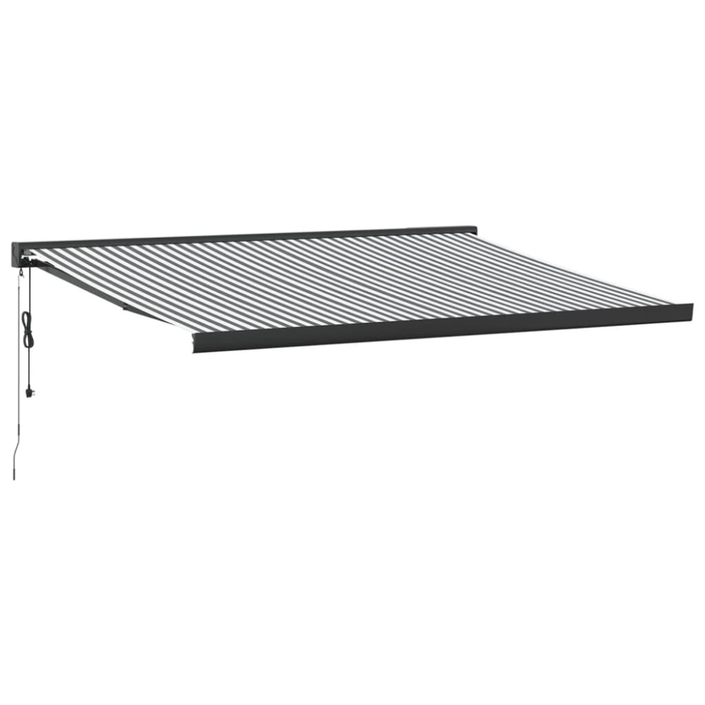 vidaXL Copertină retractabilă antracit/alb, 4x3 m, textil/aluminiu