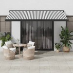 vidaXL Copertină retractabilă antracit/alb, 4x3 m, textil/aluminiu vidaXL Copertină retractabilă antracit/alb, 4x3 m, textil/aluminiu