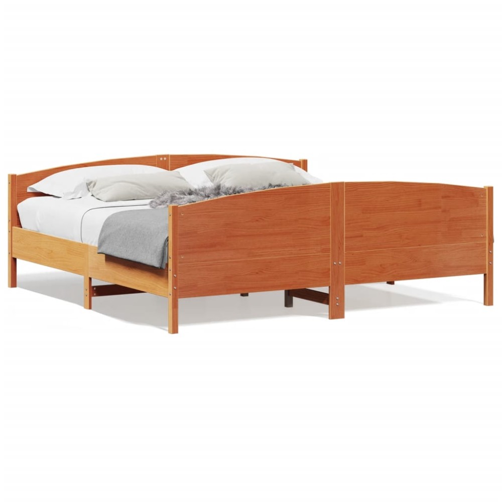 vidaXL Cadru de pat fără saltea, maro ceruit 200x200 cm lemn masiv pin