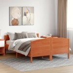 vidaXL Cadru de pat fără saltea, maro ceruit 140x200 cm lemn masiv pin vidaXL Cadru de pat fără saltea, maro ceruit 140x200 cm lemn masiv pin