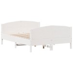 vidaXL Cadru de pat fără saltea, alb, 140x190 cm, lemn masiv de pin vidaXL Cadru de pat fără saltea, alb, 140x190 cm, lemn masiv de pin