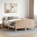 vidaXL Cadru de pat fără saltea, 135x190 cm, lemn masiv de pin vidaXL Cadru de pat fără saltea, 135x190 cm, lemn masiv de pin