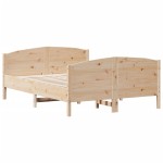 vidaXL Cadru de pat fără saltea, 135x190 cm, lemn masiv de pin vidaXL Cadru de pat fără saltea, 135x190 cm, lemn masiv de pin