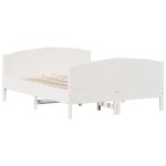 vidaXL Cadru de pat fără saltea, alb, 135x190 cm, lemn masiv de pin