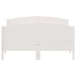 vidaXL Cadru de pat fără saltea, alb, 135x190 cm, lemn masiv de pin