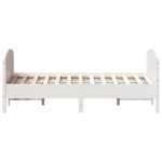 vidaXL Cadru de pat fără saltea, alb, 135x190 cm, lemn masiv de pin