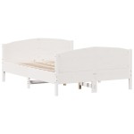 vidaXL Cadru de pat fără saltea, alb, 135x190 cm, lemn masiv de pin