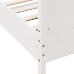 vidaXL Cadru de pat fără saltea, alb, 135x190 cm, lemn masiv de pin