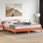 vidaXL Cadru de pat fără saltea, maro ceruit 200x200 cm lemn masiv pin vidaXL Cadru de pat fără saltea, maro ceruit 200x200 cm lemn masiv pin