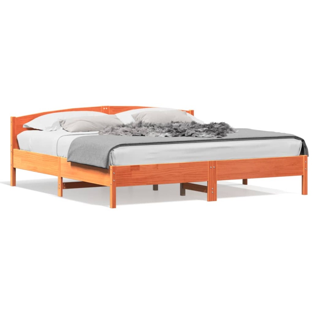 vidaXL Cadru de pat fără saltea, maro ceruit 180x200 cm lemn masiv pin