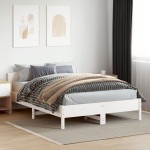 vidaXL Cadru de pat fără saltea, alb, 150x200 cm, lemn masiv pin vidaXL Cadru de pat fără saltea, alb, 150x200 cm, lemn masiv pin