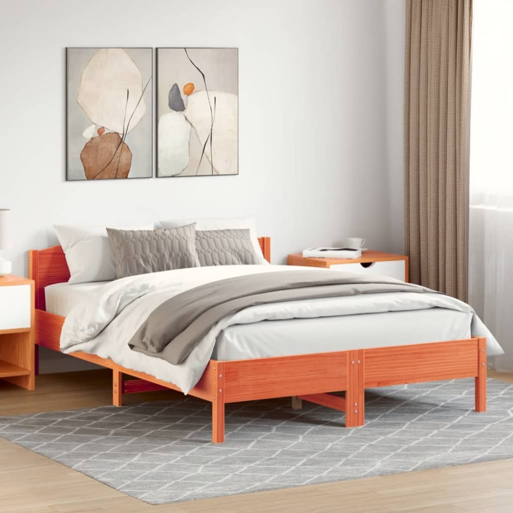 vidaXL Cadru de pat fără saltea, maro ceruit 150x200 cm lemn masiv pin