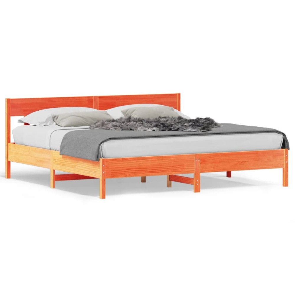 vidaXL Cadru de pat fără saltea, maro ceruit 200x200 cm lemn masiv pin