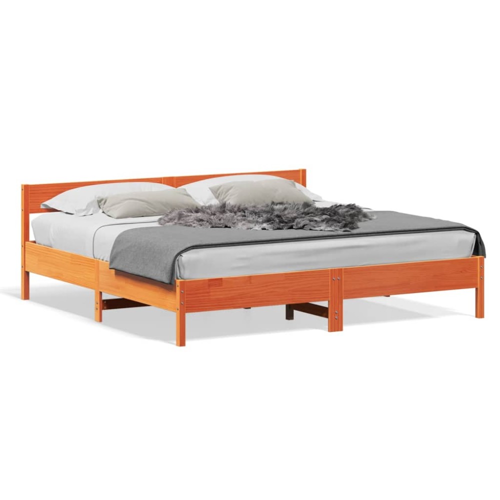 vidaXL Cadru de pat fără saltea, maro ceruit 180x200 cm lemn masiv pin