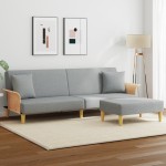 vidaXL Canapea extensibilă cu pernuță și taburet 2 locuri gri catifea