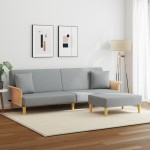 vidaXL Canapea extensibilă cu pernuță și taburet 2 locuri gri catifea
