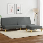 vidaXL Canapea extensibilă 2 locuri/perne/taburet, gri închis, catifea vidaXL Canapea extensibilă 2 locuri/perne/taburet, gri închis, catifea