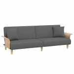 vidaXL Canapea extensibilă 2 locuri/perne/taburet, gri închis, catifea vidaXL Canapea extensibilă 2 locuri/perne/taburet, gri închis, catifea