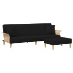 vidaXL Canapea extensibilă cu pernuță și taburet 2locuri negru catifea