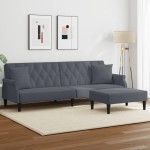 vidaXL Canapea extensibilă 2 locuri/perne/taburet, gri închis, catifea vidaXL Canapea extensibilă 2 locuri/perne/taburet, gri închis, catifea