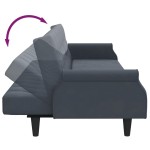 vidaXL Canapea extensibilă 2 locuri/perne/taburet, gri închis, catifea vidaXL Canapea extensibilă 2 locuri/perne/taburet, gri închis, catifea