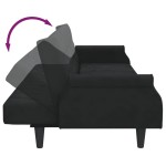 vidaXL Canapea extensibilă cu pernuță și taburet 2locuri negru catifea