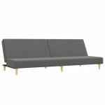 vidaXL Canapea extensibilă cu taburet, 2 locuri, gri închis, textil