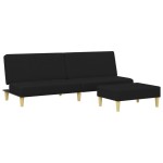 vidaXL Canapea extensibilă cu taburet, 2 locuri, negru, textil vidaXL Canapea extensibilă cu taburet, 2 locuri, negru, textil