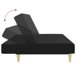 vidaXL Canapea extensibilă cu taburet, 2 locuri, negru, textil vidaXL Canapea extensibilă cu taburet, 2 locuri, negru, textil