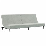 vidaXL Canapea extensibilă cu taburet, 2 locuri, gri deschis, catifea