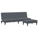 vidaXL Canapea extensibilă cu taburet, 2 locuri, gri închis, catifea