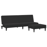 vidaXL Canapea extensibilă cu taburet, 2 locuri, negru, catifea vidaXL Canapea extensibilă cu taburet, 2 locuri, negru, catifea