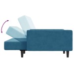 vidaXL Canapea extensibilă cu 2 locuri și taburet, albastru, catifea vidaXL Canapea extensibilă cu 2 locuri și taburet, albastru, catifea