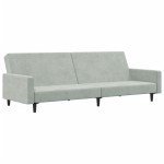 vidaXL Canapea extensibilă cu taburet, 2 locuri, gri deschis, catifea