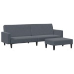 vidaXL Canapea extensibilă cu taburet, 2 locuri, gri închis, catifea